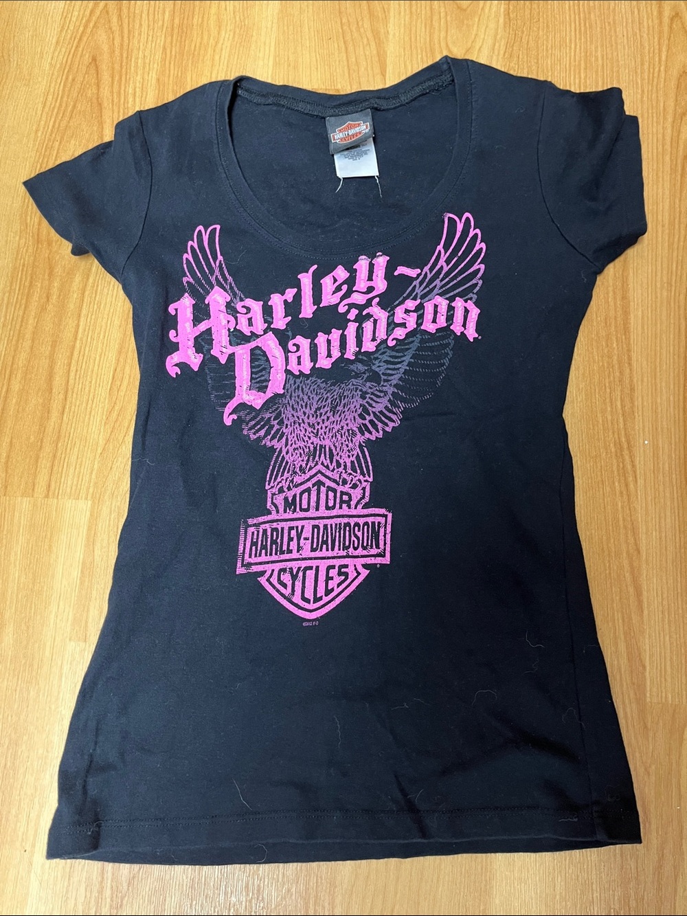 Harley-Davidson Black Kids Tee with Pink Eagle Logo